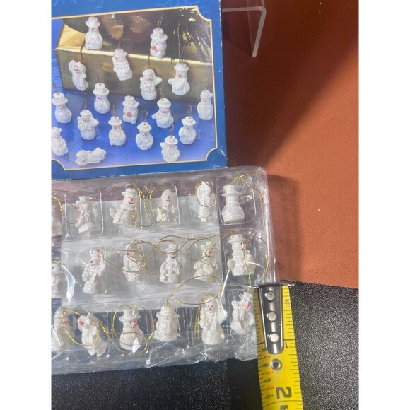 Snowman Glitter Mini Ornaments Polystone Glitter Poly Set of 18 - Picture 2 of 2
